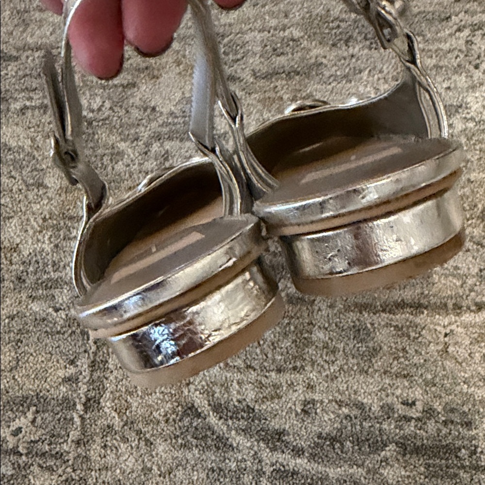 Dolce Vita Metallic Silver Slingback Flats - Picture 2 of 5